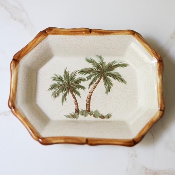 Springs Springmaid Palm Tree Bamboo Tropical Soap Trinket Dish - Picture 1 of 6